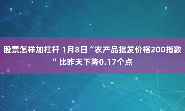 股票怎样加杠杆 1月8日“农产品批发价格200指数”比昨天下降0.17个点