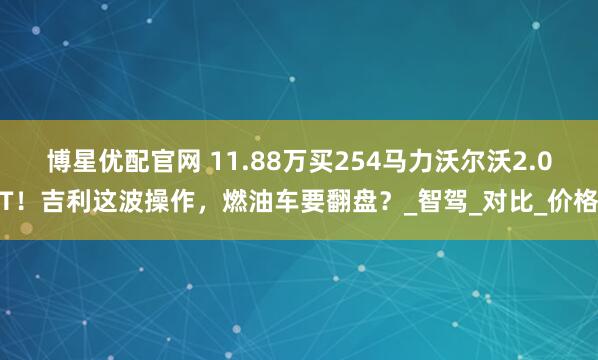 博星优配官网 11.88万买254马力沃尔沃2.0T！吉利这波操作，燃油车要翻盘？_智驾_对比_价格